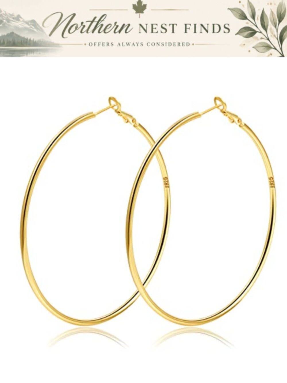 2mm Sterling Silver Big Hoop Earrings Gold Filled Hypoallergenic Thin Endless
